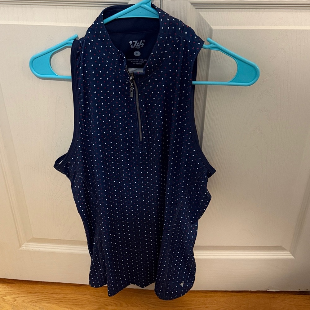 Golf tank Navy and Red Patterned Top